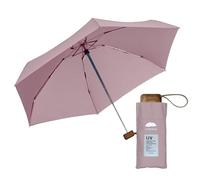 Le Monde du Parapluie Mini ombrello pieghevole a 5 persiane, protezione UV UPF 50+, protezione UV UV, leggero e compatto, formato viaggio, tasca, borsa antivento e manico in legno con rivestimento in