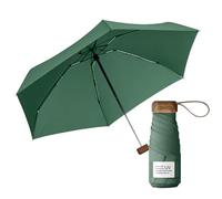 Le Monde du Parapluie Mini ombrello pieghevole a 5 persiane, protezione UV UPF 50+, protezione UV UV, leggero e compatto, formato viaggio, tasca, borsa antivento e manico in legno con rivestimento in