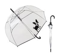 Le Monde du Parapluie - Ombrello a campana trasparente automatico - antivento - 8 stecche in fibra di vetro - solido - Bulldog francese