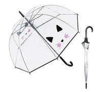 Le Monde du Parapluie - Ombrello a campana trasparente automatico - antivento - 8 stecche in fibra di vetro - solido - Testa di gatto