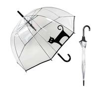 Le Monde du Parapluie - Ombrello a campana trasparente automatico - antivento - 8 stecche in fibra di vetro - solido - gatto nero