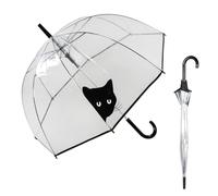 Le Monde du Parapluie - Ombrello a campana trasparente con apertura automatica - antivento - 8 stecche in fibra di vetro - solido - Gatto curioso