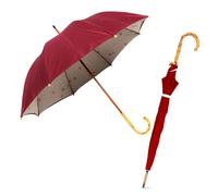 Le Monde du Parapluie Ombrello Donna Doppio Strato Manico Legno, Rosso