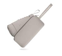 Le Monde du Parapluie Ombrello pieghevole da donna, con 6 persiane, leggero e compatto, 16 cm, formato da viaggio, tasca, borsa a vento, con custodia in pelle, colore: bianco crema