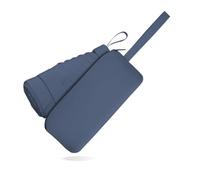 Le Monde du Parapluie Ombrello pieghevole da donna, con 6 persiane, leggero e compatto, 16 cm, formato da viaggio, tasca, borsa a vento, con custodia in pelle, blu