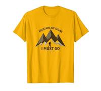 Le Montagne Chiamano Che Devo Andare - Adventurer's Creed Maglietta, Uomo, Oro Brillante, M