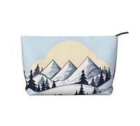 Le montagne innevate bianche modellano la borsa cosmetica del velluto a coste di grande capacità, borsa impermeabile alla moda di stoccaggio degli articoli, Nero , Taglia unica