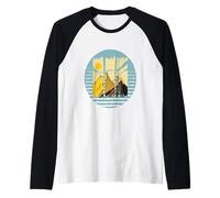 Le Montagne Silhouette Avventura Allenamento Escursionismo Maglia con Maniche Raglan