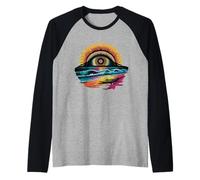 Le onde dell'occhio del girasole riflettono la visione surreale Maglia con Maniche Raglan