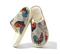 Le pantofole delle donne del gallo dell'acquerello hanno dipinto le scarpe della casa della schiuma di memoria dipinta pollo, Multi, 42.5/43 EU