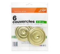 Le Parfait Set di 6 coperchi, Diametro 100 Pezzi, Motivo: Familia WIS, Acciaio, Arancione, 100mm, 6 unità