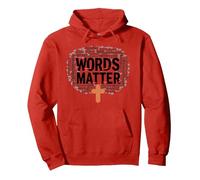 Le Parole contano Anti bullismo Empatia Amore Rispetto Gentilezza Felpa con Cappuccio, Unisex per Adulti, Rosso, M