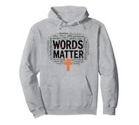 Le Parole contano Anti bullismo Empatia Amore Rispetto Gentilezza Felpa con Cappuccio, Unisex per Adulti, Grigio Melange, XL