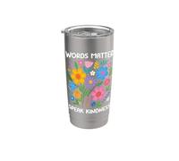 Le parole contano parlare gentilezza Inspirational Flower Positivity Bicchiere termico in acciaio inox doppia parete