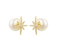 Le perle calde incontrano orecchini stellari abbaglianti, orecchini di zircone elegante e di fascia alta per donne