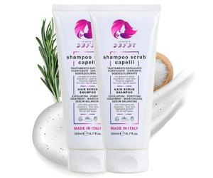 Le Perle di Dafne - 2x200 ml Shampoo Scrub Cuoio Capelluto con Granuli di Silica e Aloe Vera - Esfolia e Idrata, Elimina Cellule Morte e Stimola la Crescita dei Capelli, con olio di rosmarino