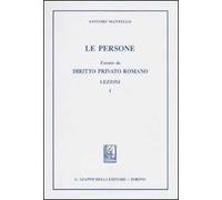 Le persone. Estratto da diritto privato romano. Lezioni. Vol. 1