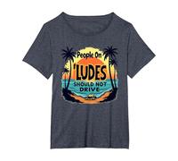 Le Persone su Ludes Non Dovrebbero Guidare Un Avvertimento al Tramonto Tropicale Maglietta, Donna Plus-Size, Pervinca, 6X