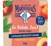 Le Petit Marseillais, Il Solido 3 in 1 Lavant Dolce Pesca Nettarine - Sapone solido per corpo, viso e capelli - Sapone senza solfato equivalente a 2 flaconi di gel doccia