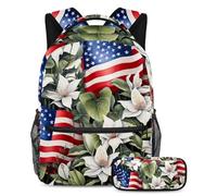 Le piante con bandiera americana si preparano per il ritorno a scuola con il nostro set zaino e astuccio per ragazzi, ragazze e adolescenti, Multicolore#03, B：29.4x20x40cm P：19x7.5x3.8cm, Zaini