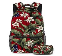 Le piante con bandiera americana si preparano per il ritorno a scuola con il nostro set zaino e astuccio per ragazzi, ragazze e adolescenti, Multicolore#01, B：29.4x20x40cm P：19x7.5x3.8cm, Zaini