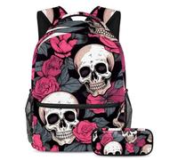 Le piante tropicali tornano a scuola con il nostro set zaino e astuccio per ragazzi, ragazze e adolescenti, Multicolore#04, B：29.4x20x40cm P：19x7.5x3.8cm, Zaini Daypack