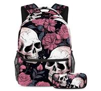 Le piante tropicali tornano a scuola con il nostro set zaino e astuccio per ragazzi, ragazze e adolescenti, Multicolore#05, B：29.4x20x40cm P：19x7.5x3.8cm, Zaini Daypack