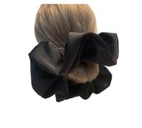 le piccole pinzette, Scrunchies oversize in seta con corda for capelli in tessuto for donna. Cravatta elastica tinta unita(Black)