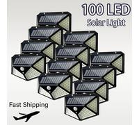 Le più nuove luci solari per esterni 100LED 3 modalità Lampada da parete solare con sensore di movimento Assorbe la luce solare Lampione stradale per l'arredamento della piscina del giardino