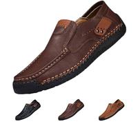 Le Prime Scarpe da Uomo, Mocassini Casual in Pelle da Uomo, Scarpe Casual Slip-on (Dark Brown,47)
