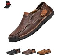 Le Prime Scarpe da Uomo,Stivali da Guida Slip-on in Pelle di Prima qualità Fatti a Mano da Uomo,da Viaggio e da Esterno(Brown-C,42 EU)