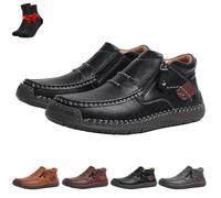 Le Prime Scarpe da Uomo, Stivali da Guida Slip-on in Pelle Pregiata Fatti a Mano da Uomo(Black,42 EU)
