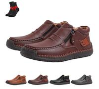 Le Prime Scarpe da Uomo, Stivali da Guida Slip-on in Pelle Pregiata Fatti a Mano da Uomo(Brown,40 EU)