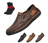 Le Prime Scarpe Sportive Eleganti e Traspiranti in Pelle Cava da Uomo, Modello Slip-on, for Il Tempo Libero, Le Passeggiate, L'Ufficio, i Viaggi e Le attività all'aperto.(Dark Brown,48 EU)