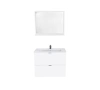 Le Quai des affaires Malaga Set da Bagno, Resina Metallo Pannello di truciolato Rivestito in melammina, Bianco, 81x46x64