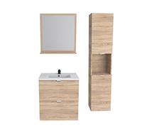 Le Quai des affaires Mobile Bagno, Legno ingegnerizzato, Rovere Sbiancato, 60x46x64