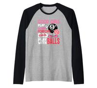 Le Ragazze Cattive Giocano con Le Palle Divertente Biliardo Giocatore di Biliardo Donne Maglia con Maniche Raglan