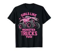 Le Ragazze Divertenti di Monster Truck Amano i Monster Truck Too Pink Maglietta