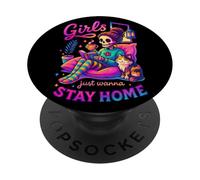 Le ragazze vogliono solo stare a casa accogliente scheletro PopSockets PopGrip Adesivo