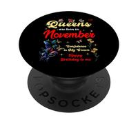 Le regine sono nate a novembre Compleanno Confidence is My Crown PopSockets PopGrip Adesivo