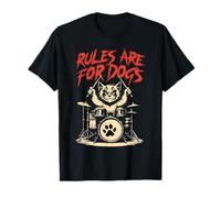 Le regole divertenti per gli amanti dei gatti sono per i cani Angry Drums Cat Maglietta