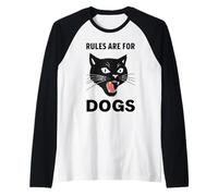 Le regole divertenti per gli amanti dei gatti sono per i cani Gatto arrabbiato Maglia con Maniche Raglan