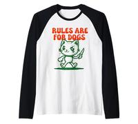 Le regole divertenti per gli amanti dei gatti sono per i cani Gatto carino arrabbiato Maglia con Maniche Raglan
