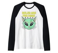 Le regole divertenti per gli amanti dei gatti sono per i cani Gatto carino arrabbiato Maglia con Maniche Raglan