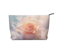 Le rose bianche magiche hanno stampato la borsa cosmetica del velluto a coste, borsa impermeabile di immagazzinaggio degli articoli da toeletta, Nero , Taglia unica