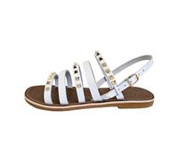 Le Salentine art. 1042 sandali donna in pelle e cuoio con borchie made in Italy (Bianco, Sistema Taglie Calzature EU, Adulto, Numero, Media, 39)