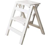 Le scale pieghevoli, Scaletta for sgabello pieghevole in legno a 2 gradini for adulti multiuso in naturale(B)