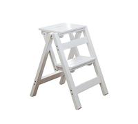 Le scale pieghevoli, Scaletta Sgabello Pieghevole in Legno Multicolor(White)