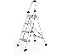 Le scale pieghevoli, Sgabello pieghevole con gradini bianco e grigio a 3 4(Weiß,4-Step)