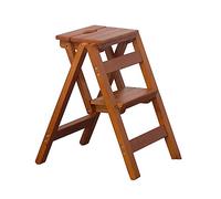 Le scale pieghevoli, Sgabello pieghevole in legno Scaletta for sedia 2 in 1 Multicolor in massello naturale(Brown)
